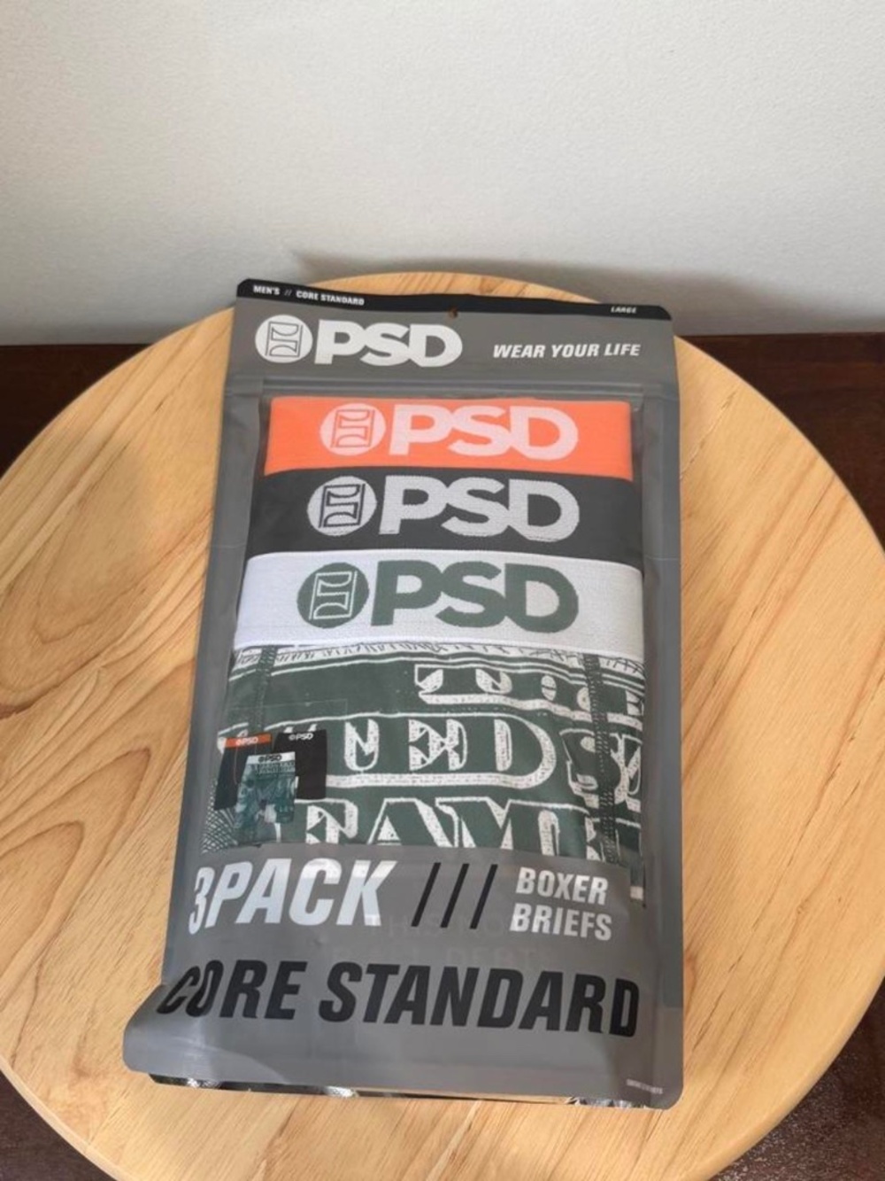 PSD 3 Pack Core Standard Boxer Briefs Hunna Bones OXI Green Size Large NEW